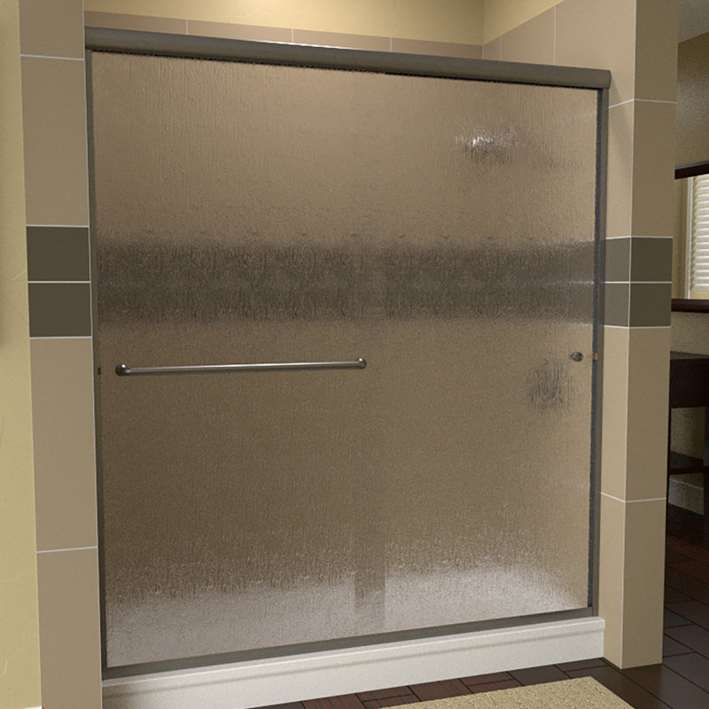 Porte de douche sans cadre Leser l 48 "x H 70,38" Leser, Vers la droite, Nickel brossé