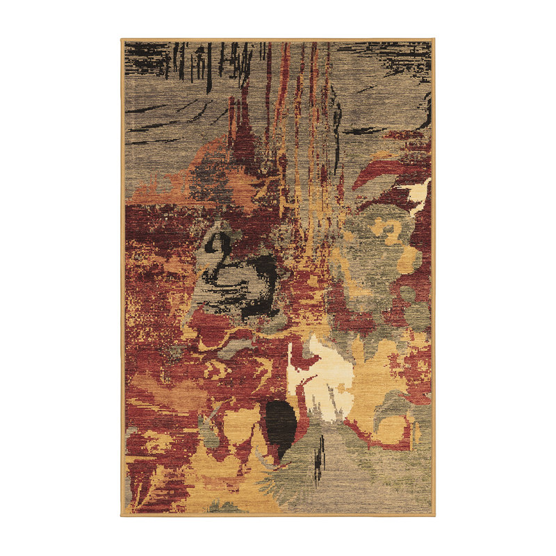 Tapis brun lavable à la machine de style Mid-Century moderne Warnes 1785, Rectangle 7 pi x 10 pi