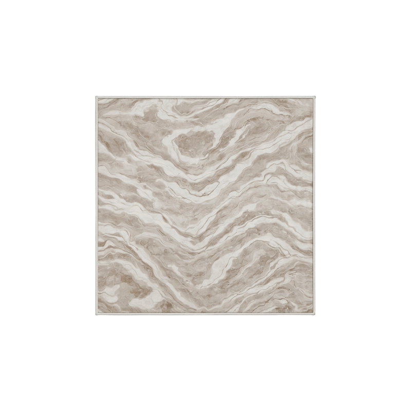Machine Washable Beige Area Rug, Square 6'