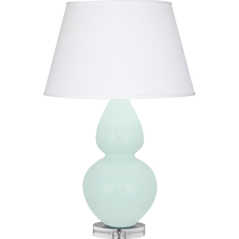 Double Gourd Table Lamp, Navy with Gray Lining, Sugar Plum Glazed/Silver