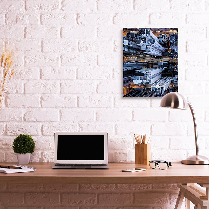 Bâtiments d’architecture City Lights par-dessus-impression d’art graphique, Toile tendue, H 30 po x l 24 po x 1,5 po
