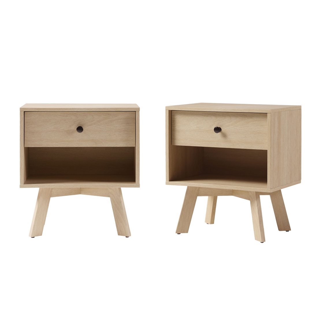 Bradgate 1-Drawer Nightstands with Storage Cubby (Set of 2) Ebern Designs 