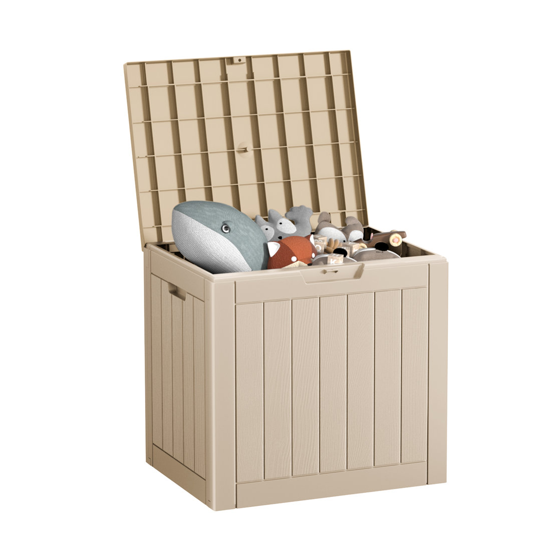 30 Gallons Black Water Resistant Resin Lockable Deck Box Emperic Design 