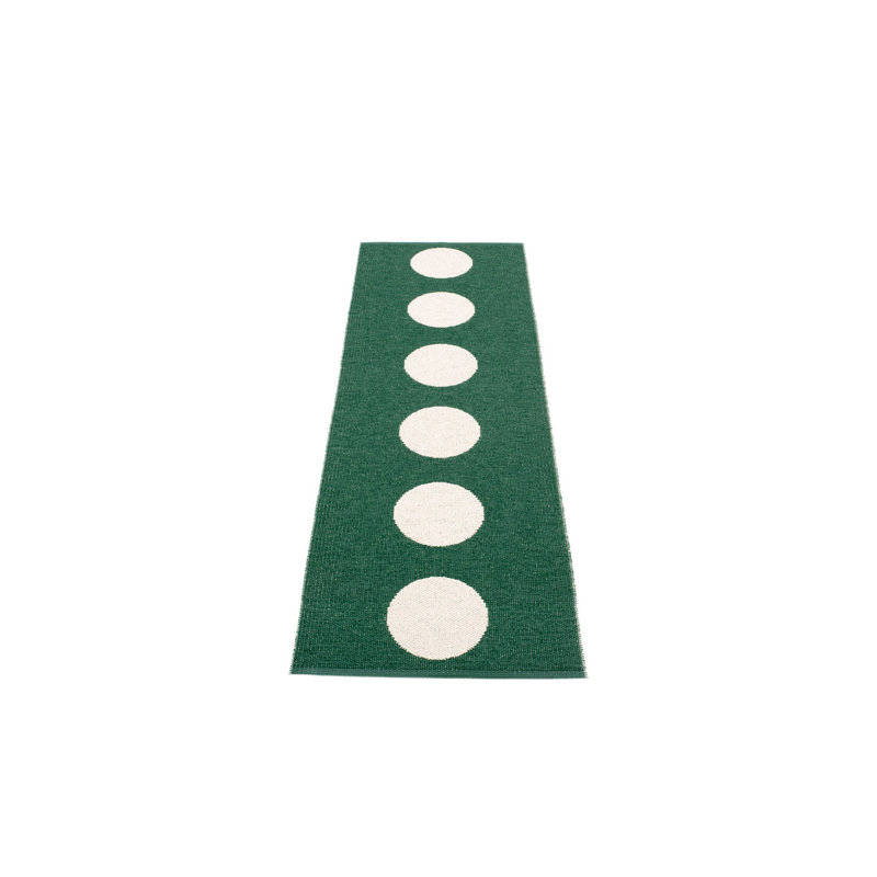 Vera Polka Dots Area Rug in Green/Off-White, Runner 2'3" x 7'6"
