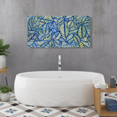 Motifs de feuilles bleues - Toile de chambre à coucher pour la décoration intérieure