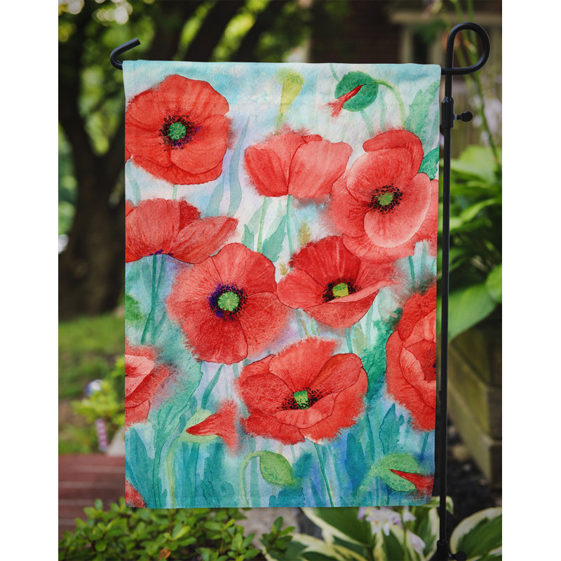 Drapeau de jardin Feroz Poppies, H 15 po x l 11 po
