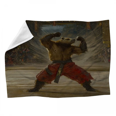 Jeté polaire Bear Martial Arts - Jeté d'animal pour canapé ou lit