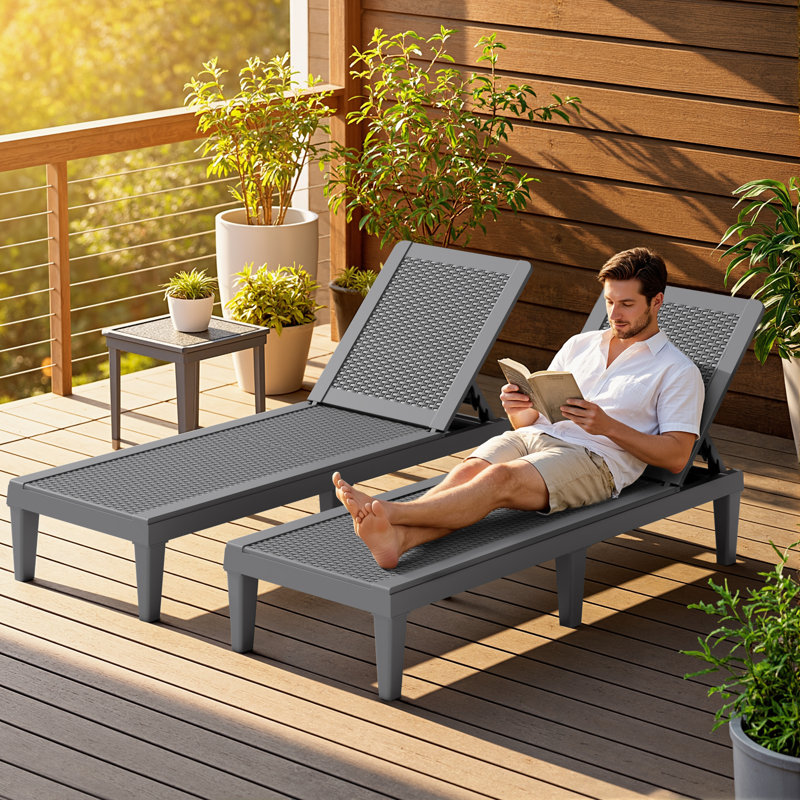 Tellie Outdoor Chaise Lounge, Grey