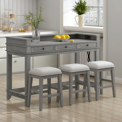 Dining Table Set With 3 Storage Drawers, Ideal For Small Spaces And Modern Kitchens