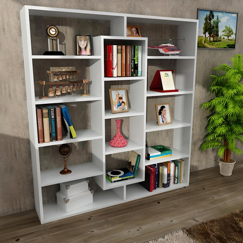 135.7cm H x 125cm W Library Bookcase, White