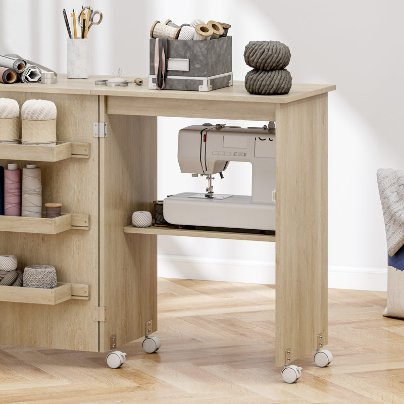Table pliante pour machine à coudre mobile, Bois naturel