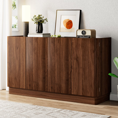 55" Sideboard Buffet Cabinet With 2 Adjustable Shelves Storage Credenza Accent Cabinet For Dining Room Living Room Entryway