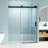 56" - 60" (W) X 76" (H) Frameless Soft-Closing Shower Door, 1/4" (6Mm) Tempered Glass Single Sliding With Explosion-Proof Coating, Matte Black-121957791