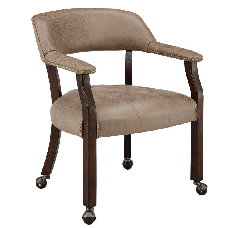 LUMERA Collection Swivel Tufted Arm Dining Chair Poker Chair Yellowish Brown, Yellowish Brown, Gray