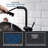ALPHAUCET Single Handle Pull-Out Sprayer Kitchen Faucet in Matte Black-117791854