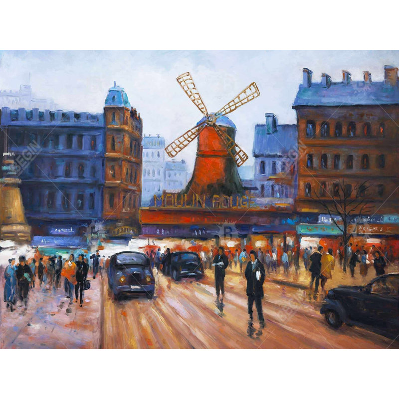 Scène de rue à moulin rouge - Livingroom femme, décoration sur toile