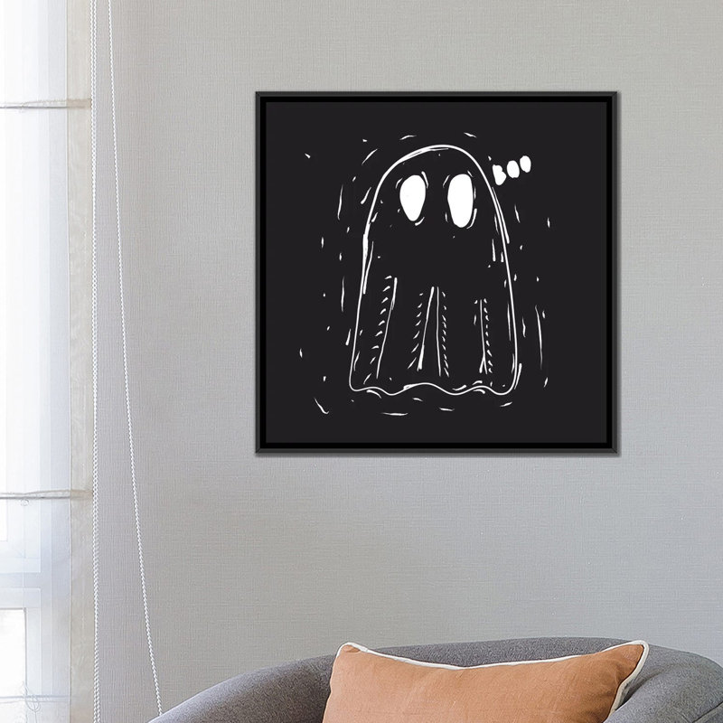 «Spooky Cut Ghost», impression sur toile tendue, H 18 po x l 18 po x P 1,5 po, Toile encadrée noire, Pas de tapis