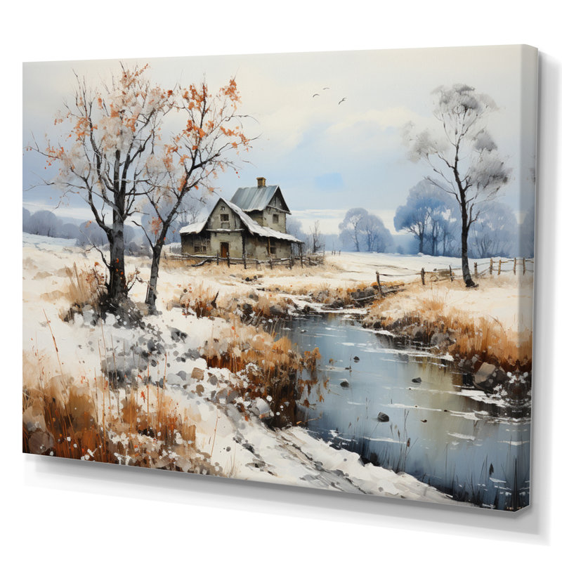 «Countryside Snowy Minimalisme Winter VII», reproduction sur toile, Toile tendue, H 30 po x l 40 po x P 1,5 po