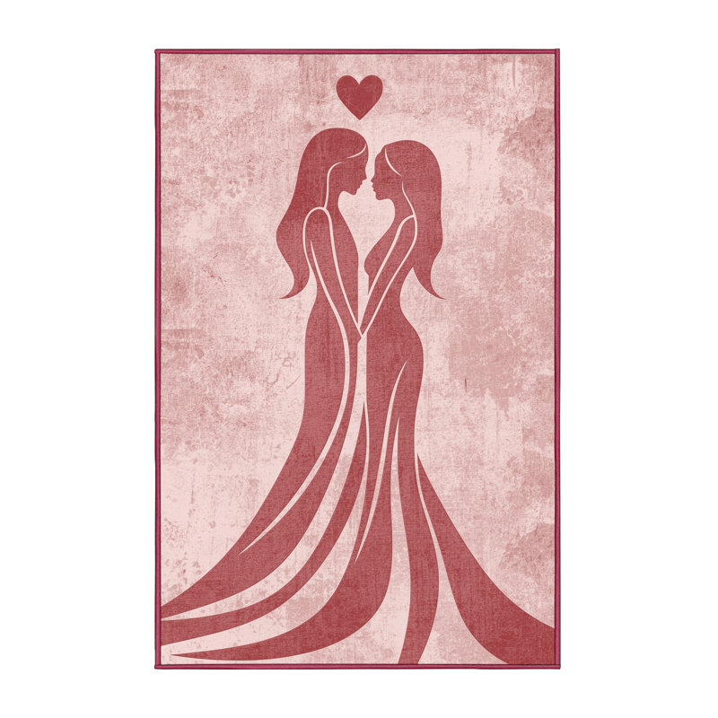Soft Plush Faust Valentines Modern & Contemporary Abstract Area Rug in Pink – Rose Binding, 5x8