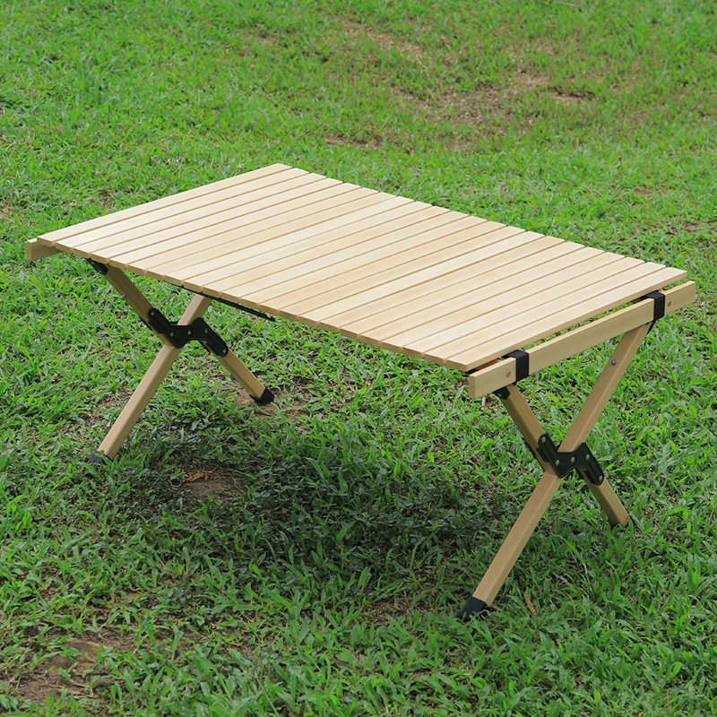 Solid Wood Square Folding Table, 44cm H x 90cm W x 60cm D, Natural