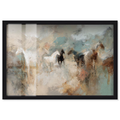 Décoration murale dorée à motif ombré de galop par Art Remedy, cadre noir, 36 x 24