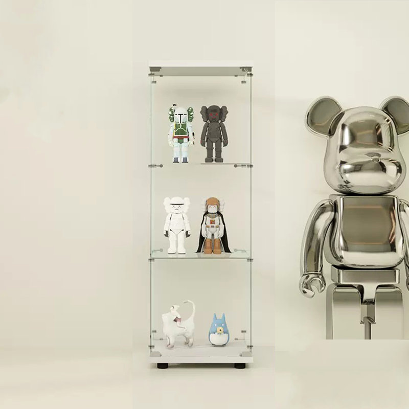 Vitrine en verre blanc avec 3 tablettes et une porte - Élégante unité d'exposition moderne à 3 tablettes pour vos articles