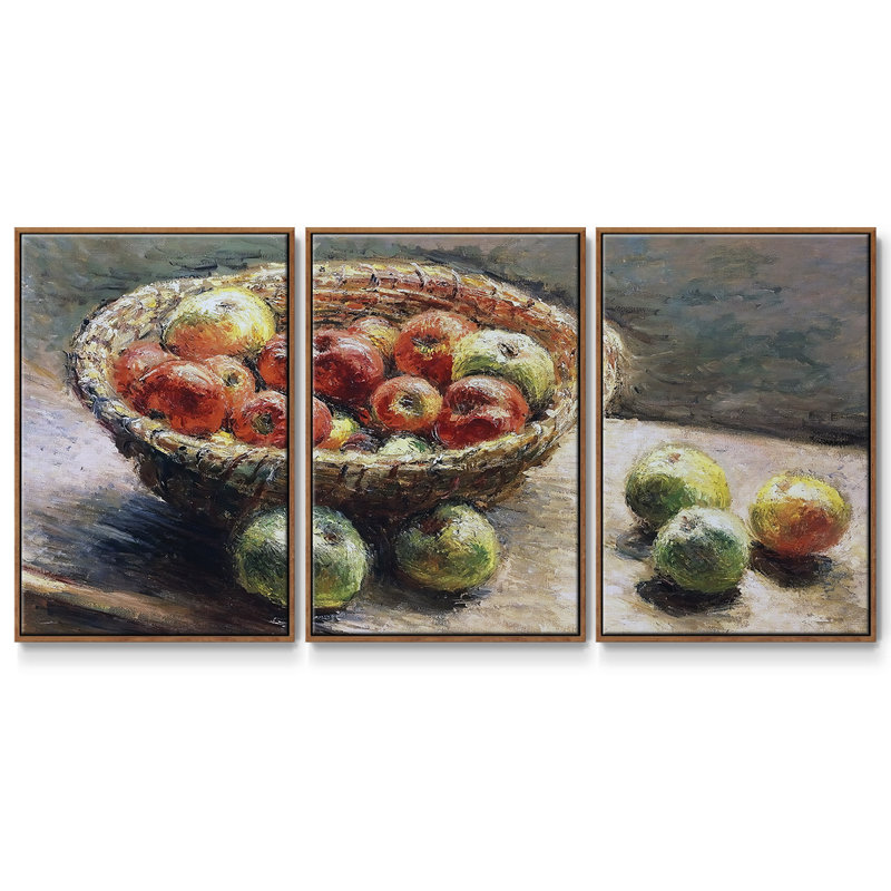 Assiette aux pommes, 1880, 3 pièces, H 36 po x l 75 po x P 2 po, Noyer