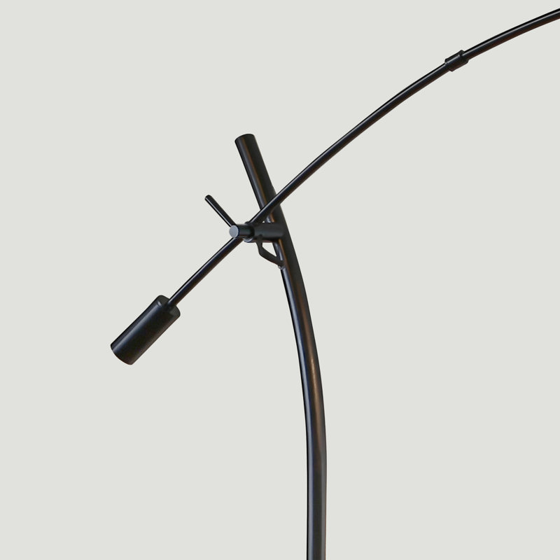 Grayson 84" Mid-Century Modern Height-Adjustable LED Arc Floor Lamp with Bronze Finish and Beige Cotton Fabric Drum Shade, Bulb Included