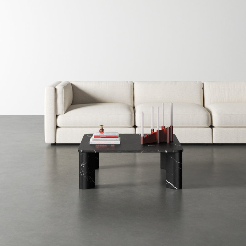 Adile Marble Top Single Coffee Table, Black
