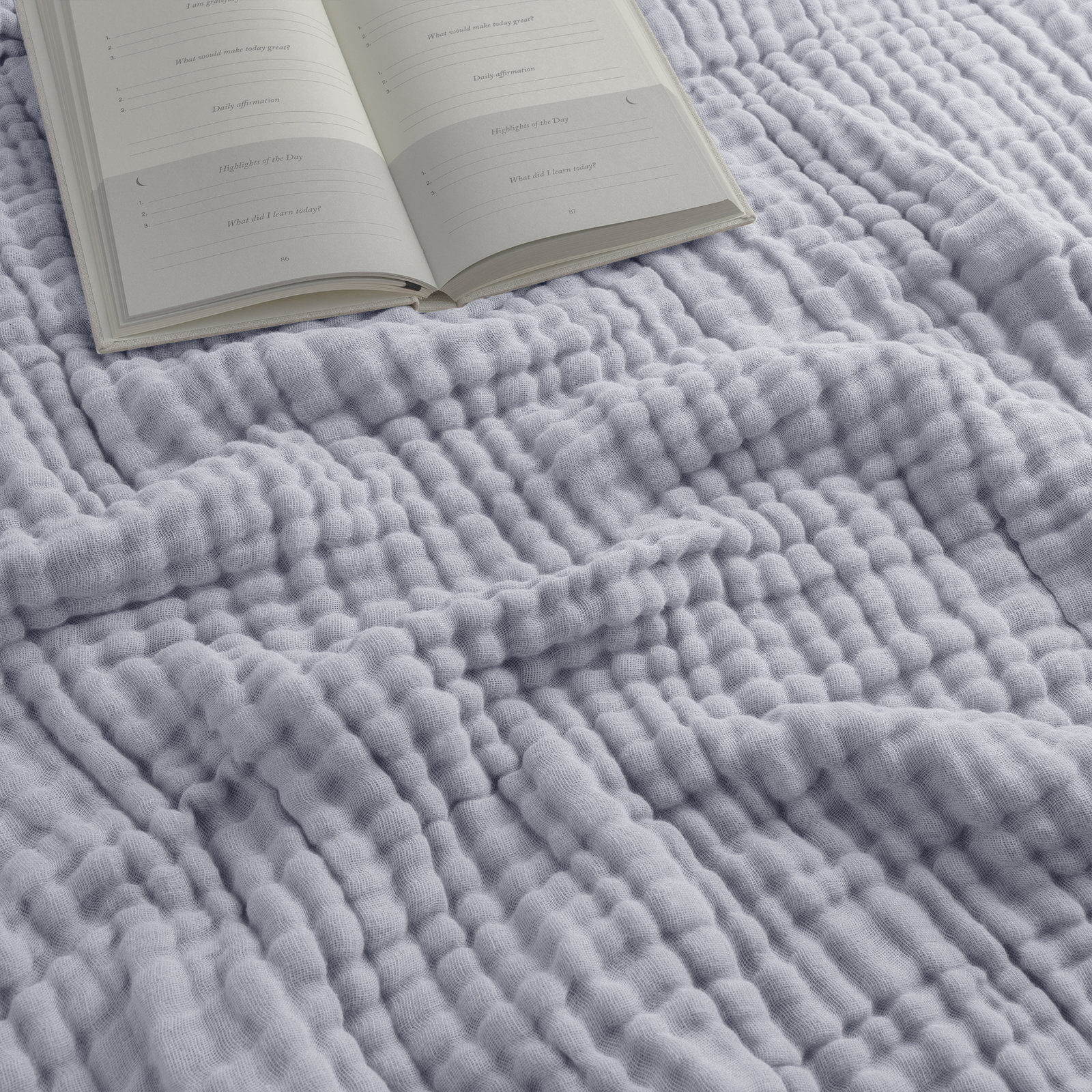 Karlina Cotton Muslin Throw Blanket, Baby, Heather Blue