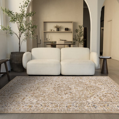 Tapis d'intérieur oriental oriental brun
