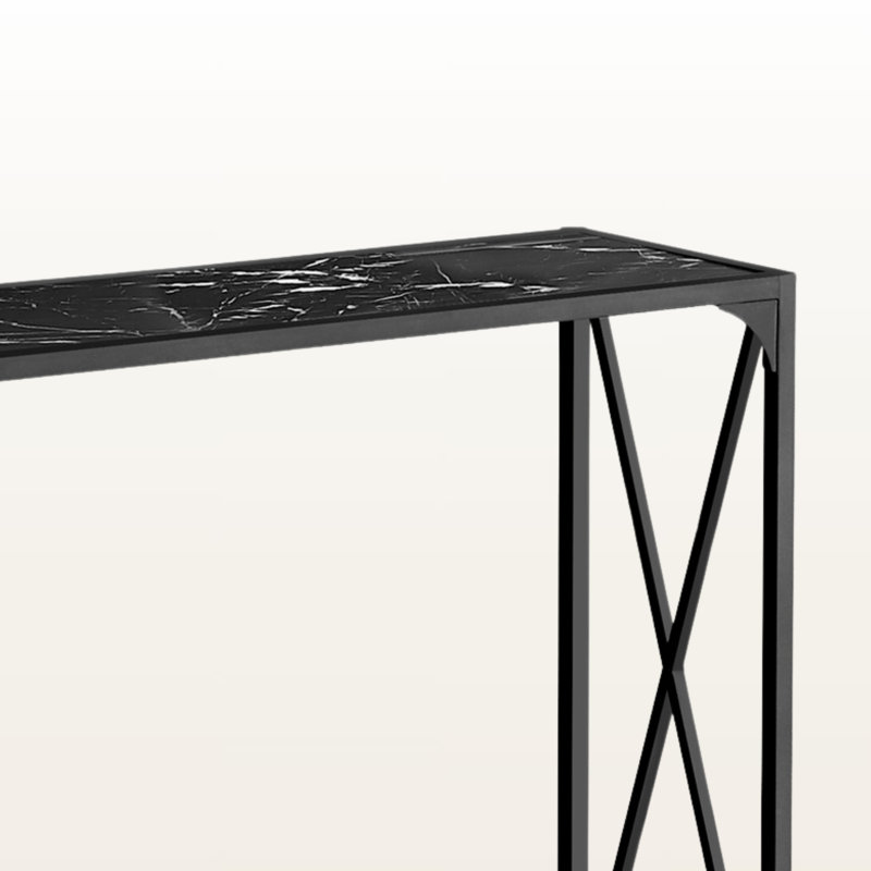 Table d'appoint à deux niveaux avec pieds en métal Amanda, H 31,77 po x l 47,71 po x P 11,83 po Amanda