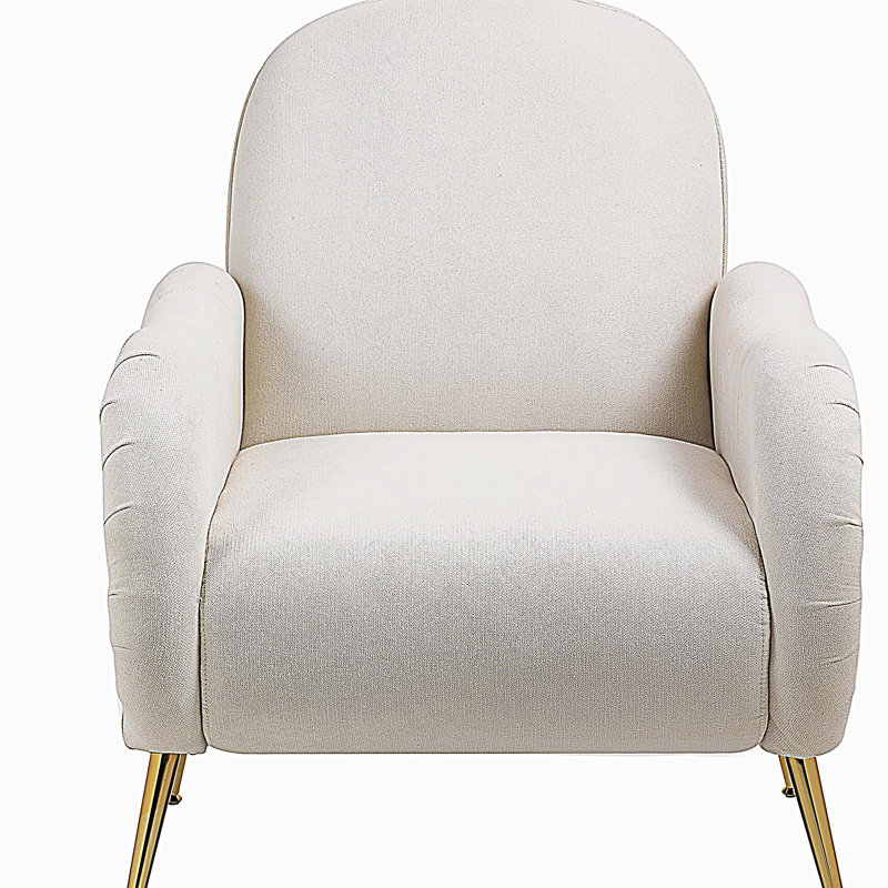Chaise d'appoint avec pieds en métal doré, Beige