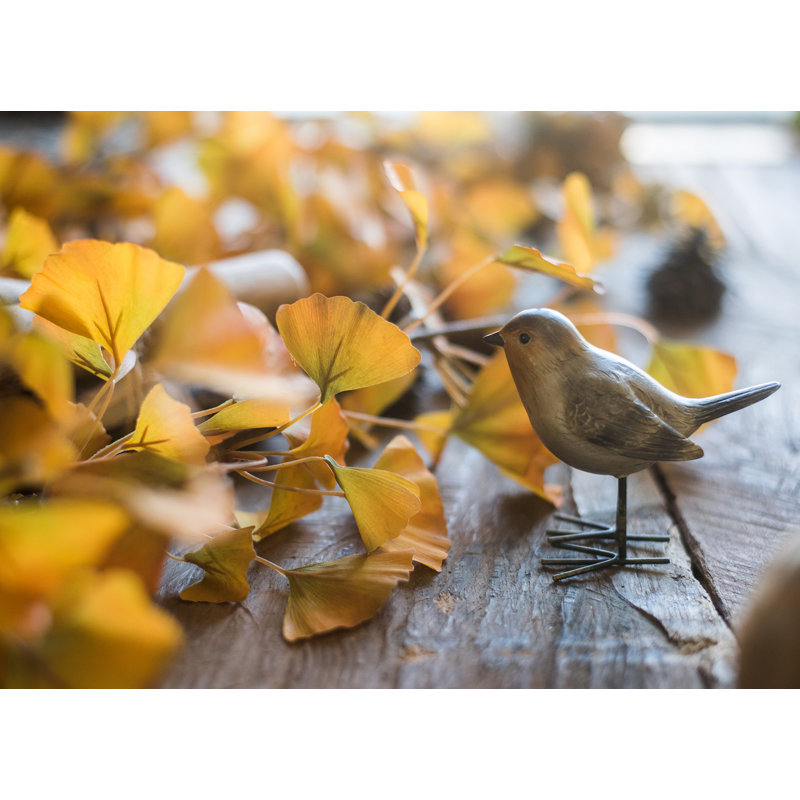 Tiges de ginkgo artificielles, douilles et pulvérisateurs, Jaune, Cinq tiges