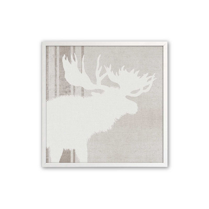 «Antlered Silhouette III», reproduction sur toile, Blanc opaque, H 17,5 po x l 17,5 po