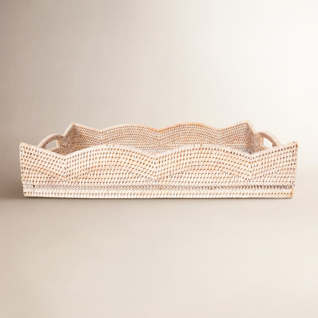 Landry Decorative Tray, White Wash, Without Glass