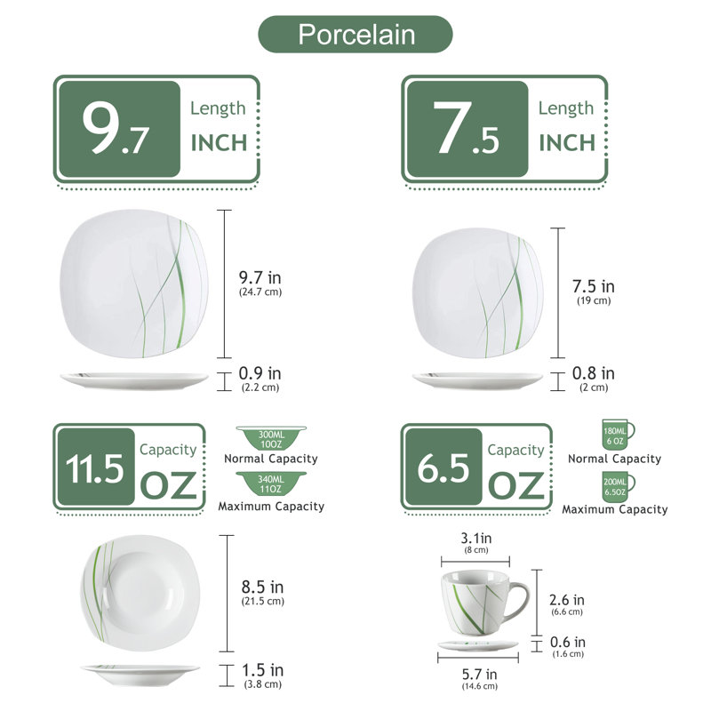 Stuber 30 Piece Porcelain China Dinnerware Set - Service for 6