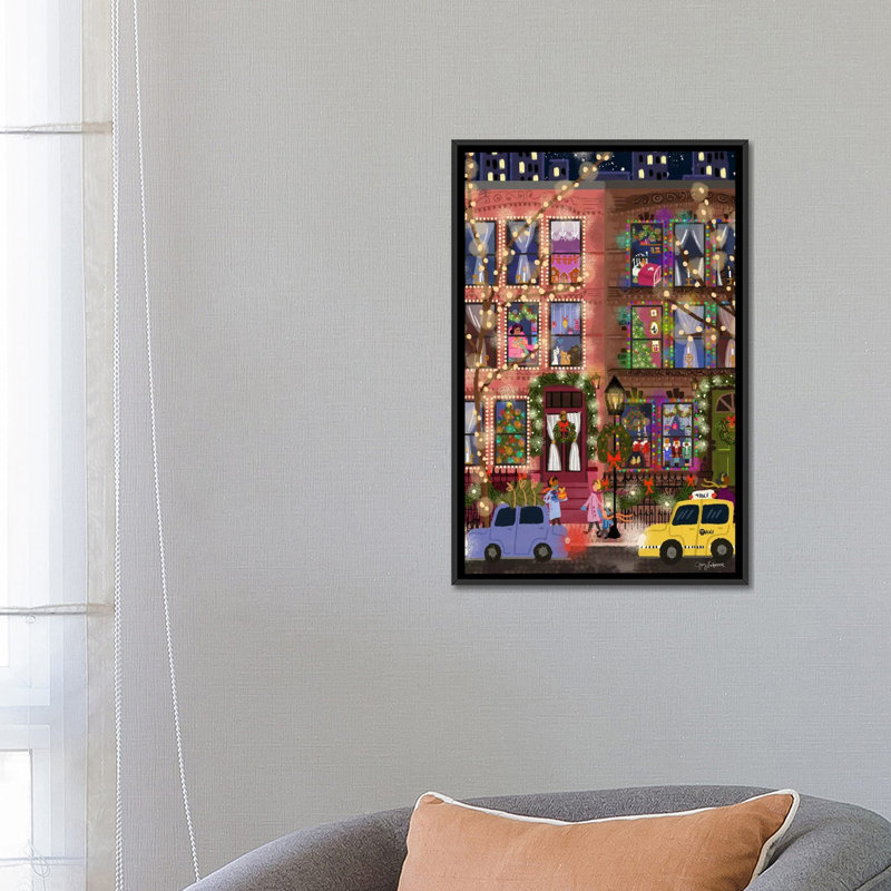 Christmas Townhouse_1PC6, Cadre flottant noir, H 26 po x l 18 po
