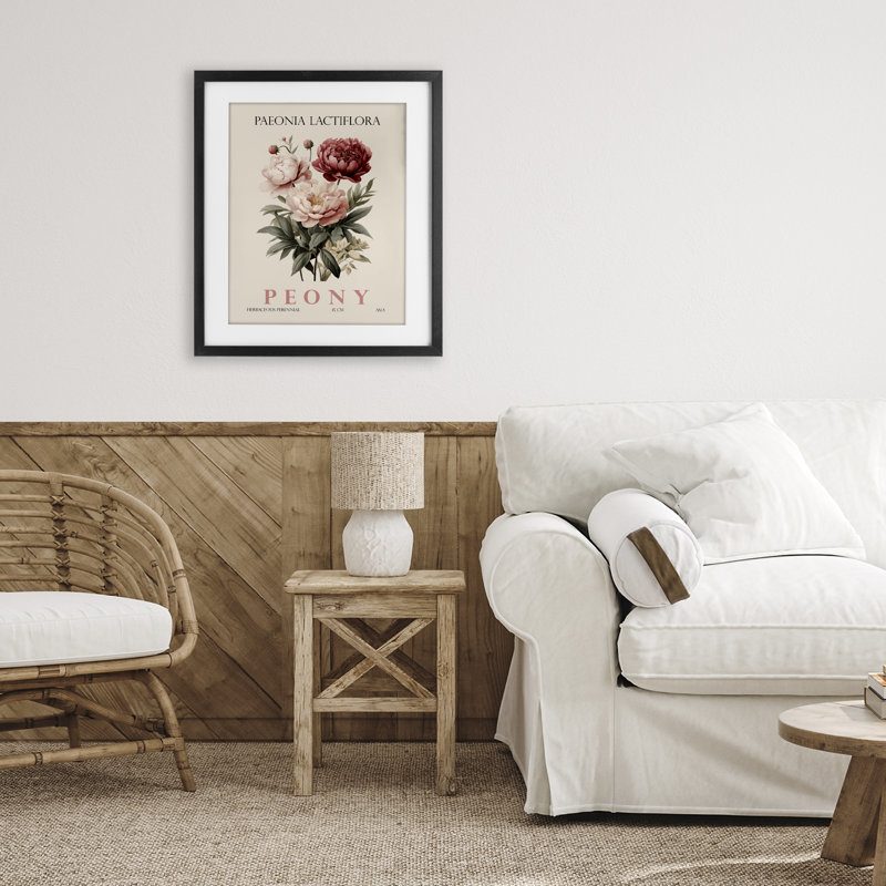 Ensemble de pivoines naturelles, reproduction encadrée sous verre, design par Christopher Giampietro, H 21 po x l 17 po