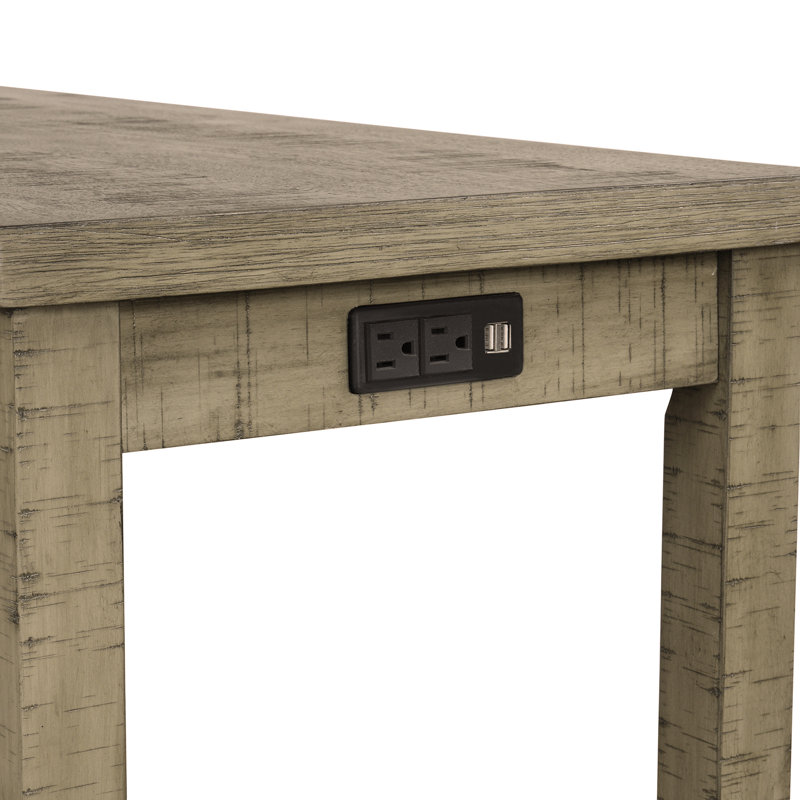 Table de salle à manger à hauteur de comptoir 4 pièces avec tabourets rembourrés en tissu, ensemble de salle à manger rustique avec douille, gris-vert