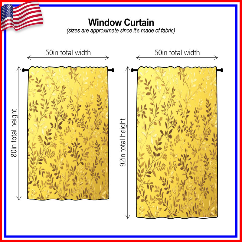 Rideaux de fenêtre Golden, 50 po x 92 po - 1 panneau, Sheer