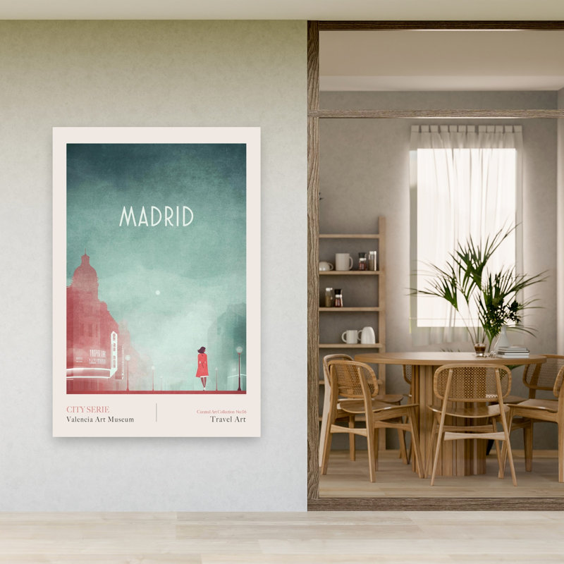Madrid 1- Gran Via Minimalist Serene Tranquil Architecture City Wall Art Print 1 Piece Wrapped Canvas Wall Art