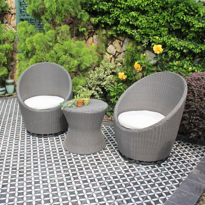 Antwaine Wicker 2 - Person Patio Conversation Sets with Cushions