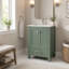 Ensemble de meuble-lavabo autoportant 24 po Amandie en vert forêt avec plateau en marbre de Carrare-738044143-745798984