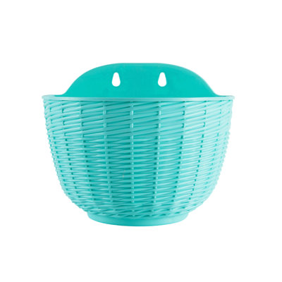 Rattan-textured Semi-circular Wall-mounted Plastic Flower Pot Home Decor Flower Pot