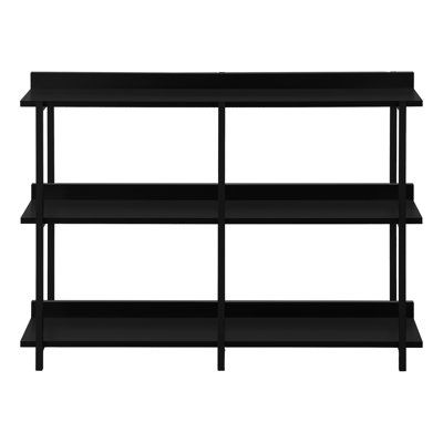 Modern Entryway Accent Table, Console - Black Laminate & Metal, 3 With 2 Shelves Rectangular Top Living Room Tabletop Storage Shelves, Contemporary Style
