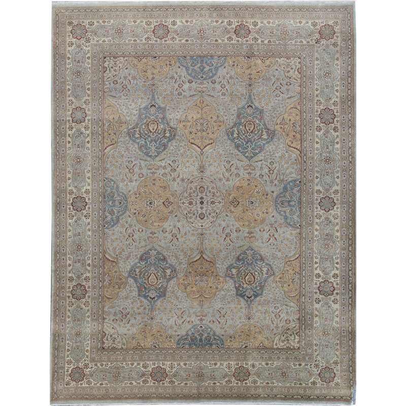 Hand-Knotted High-Quality Ivory Area Rug