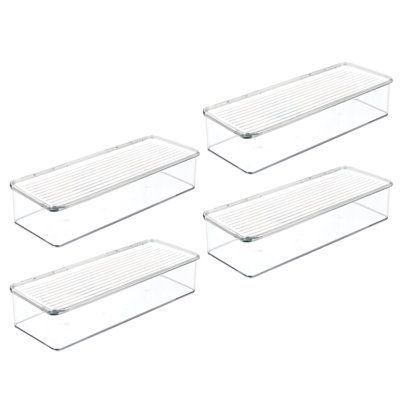 Boîte de rangement de garde-manger ou de cuisine empilable avec couvercle à charnière iDesign