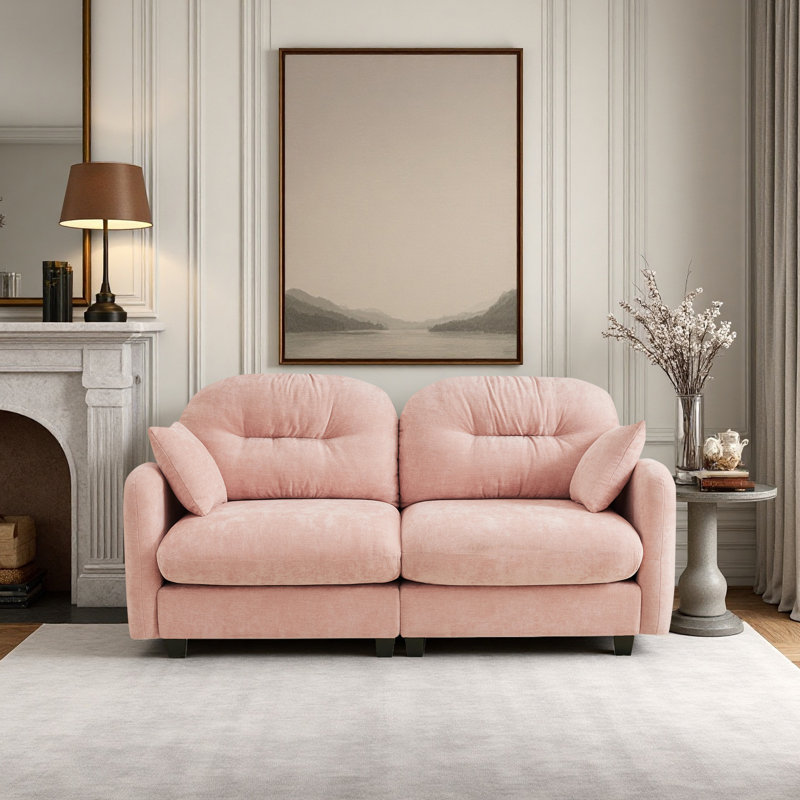 Chenille Sofa, Loveseat, Couch, Pink