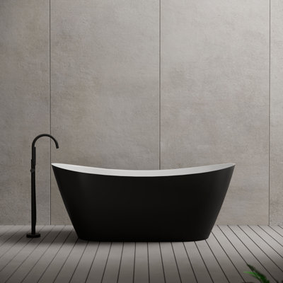 MonBlari 60" X 31" Acrylic Freestanding Soaking Bathtub with Overflow and Pop-up Drain For Bathroom